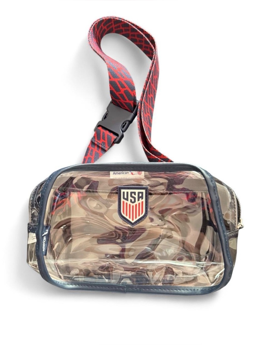 Limited Edition 2026 American Airlines USA clear plastic belt bag, fanny pack